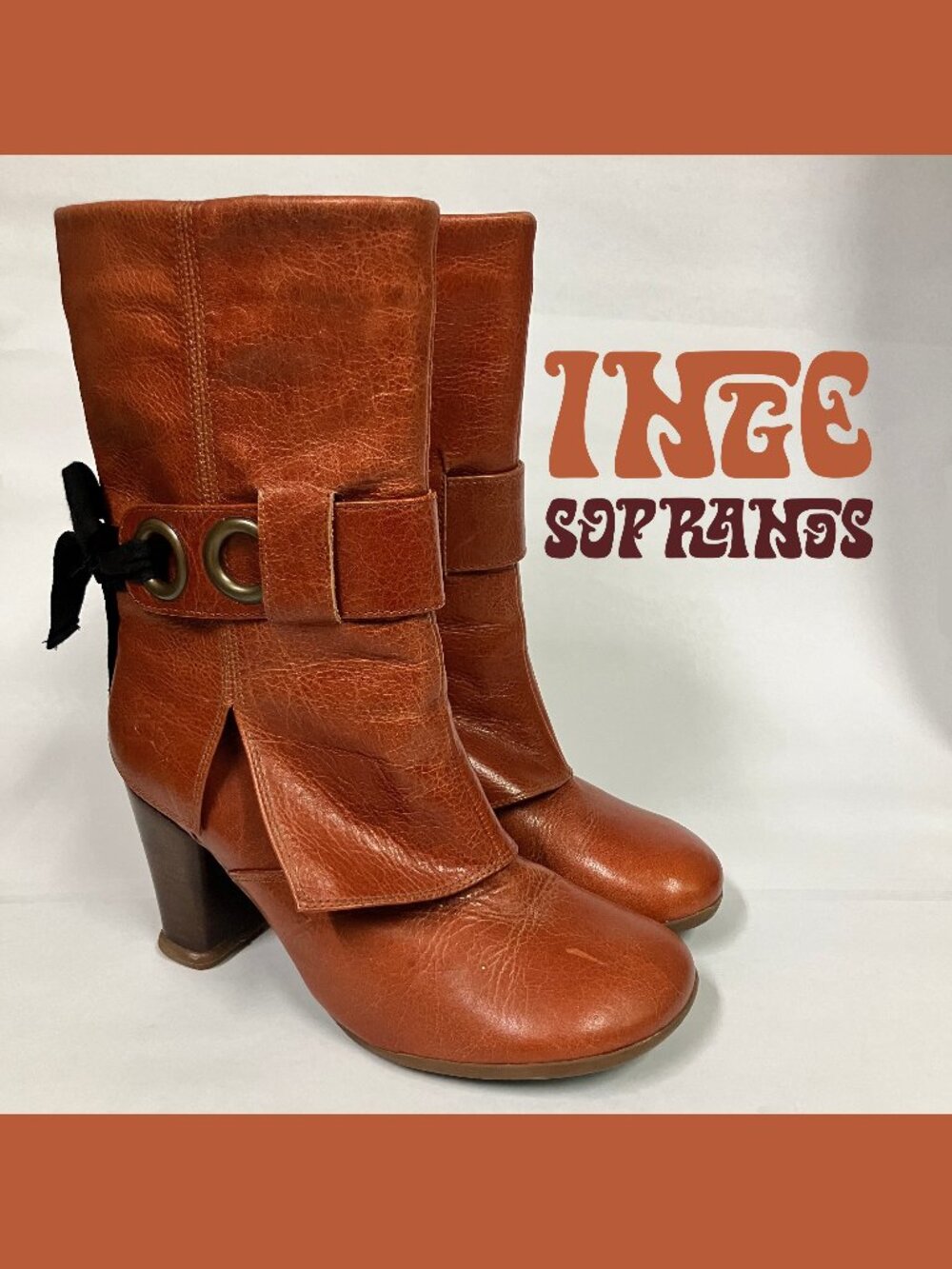 *GENTLY USED!* 2007 Sopranos INGE Boots, Orange, Size 9.5 (best for size 9)!